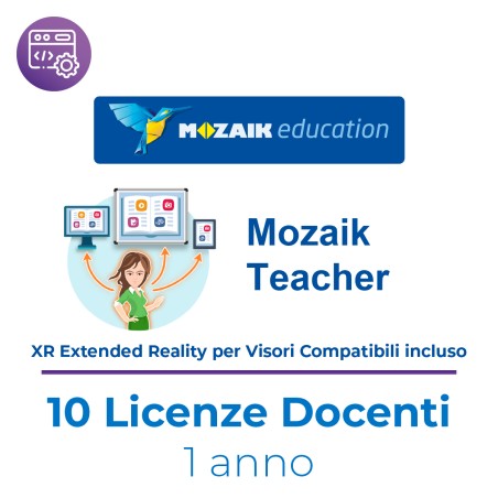 Mozaik TEACHER – Kit 10 Licenze Utente/Docente - Abbonamento 1 Anno – Multipiattaforma – Inclusa XR Extended Reality - Italiano