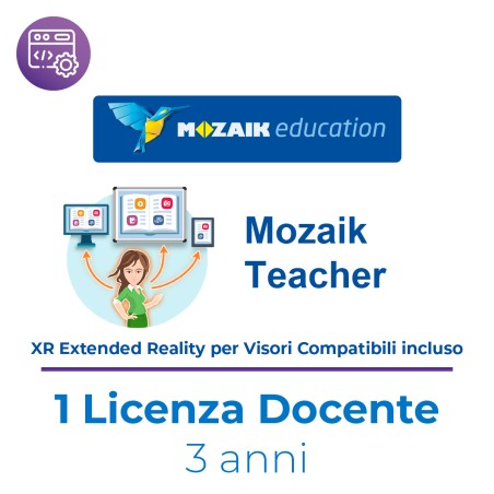 Mozaik TEACHER – Licenza Utente/Docente - Abbonamento 3 Anni – Multipiattaforma – Inclusa XR Extended Reality - Italiano