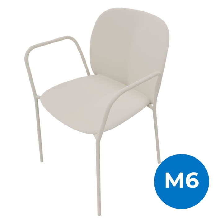 Sedia con Braccioli in Tecnopolimero - Grigio Tortora - 45cm