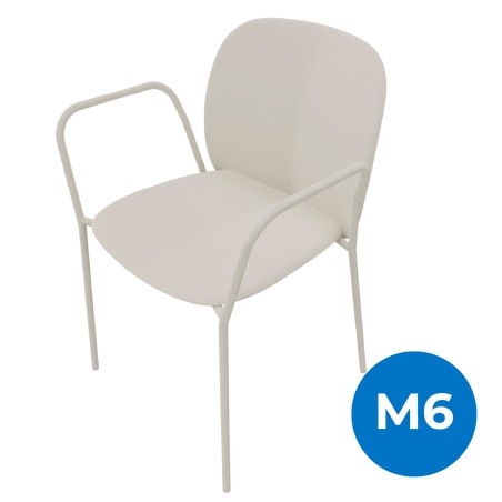 Sedia con Braccioli in Tecnopolimero - Grigio Tortora - 45cm