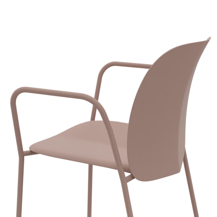 Sedia con Braccioli in Tecnopolimero - Marrone - h45 cm
