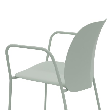 Sedia con Braccioli in Tecnopolimero - Verde Salvia - h45 cm