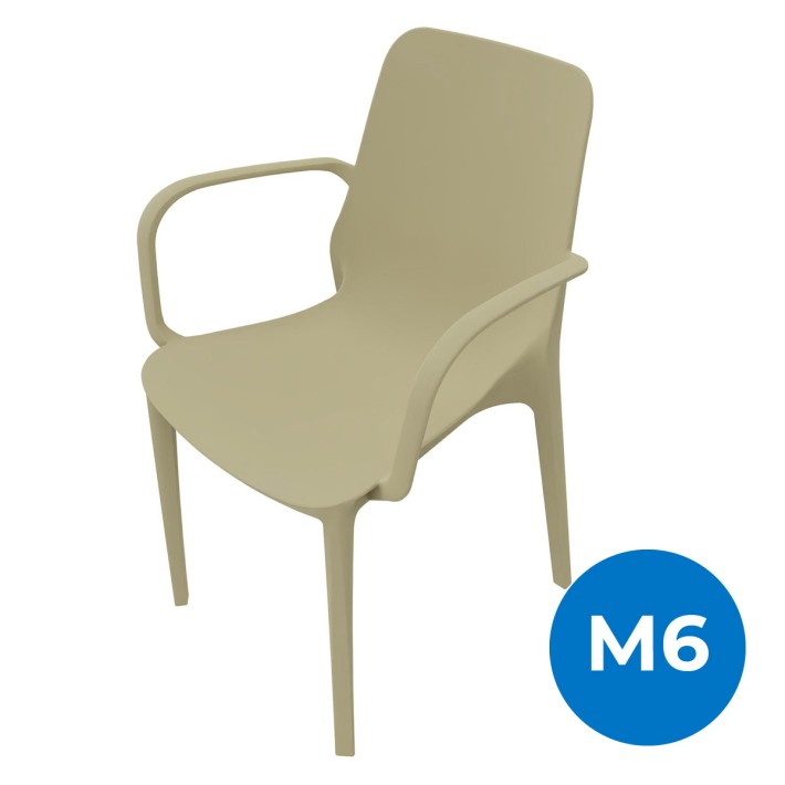 Sedia Ginevra con Braccioli in Tecnopolimero - Altezza Seduta 47 cm - Colore Scocca Tortora