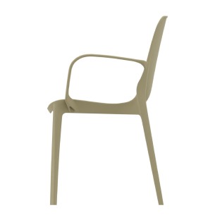 Sedia Ginevra con Braccioli in Tecnopolimero - Altezza Seduta 47 cm - Colore Scocca Tortora 2