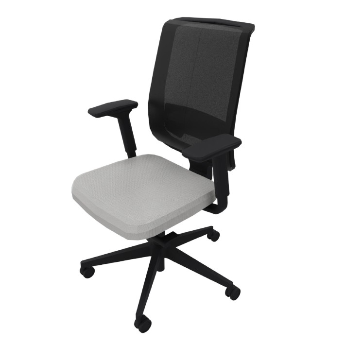 Sedia Operativa Reply Air su Ruote - Colore Sedile Light Grey ST101 - Colore Schienale/Struttura Nero - No Poggiatesta