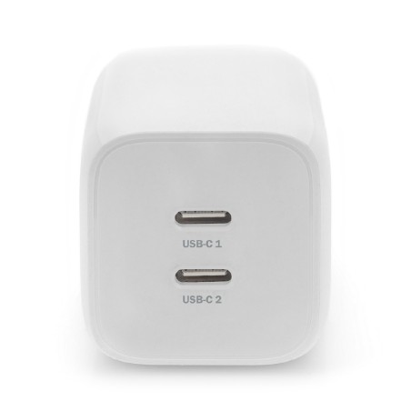 Adattatore di Ricarica con 2 Porte USB C - 65 W - per Smartphone e Tablet - Bianco