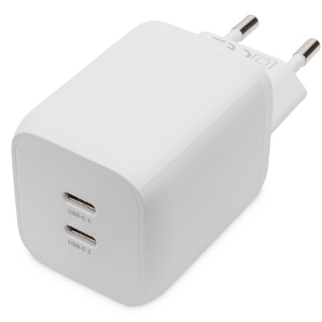 Adattatore di Ricarica con 2 Porte USB C - 65 W - per Smartphone e Tablet - Bianco