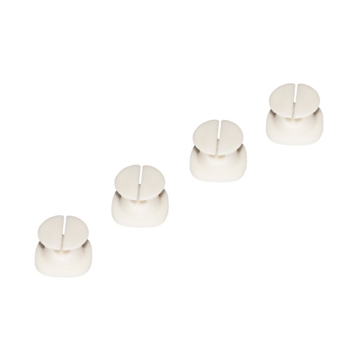 Kit 4 Pezzi Singoli - Supporti per Gestione Cavi - Bianco - Altezza 1.3 cm