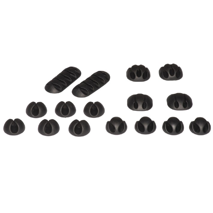 Kit da 16 Pezzi - Supporti per Gestione Cavi - Nero