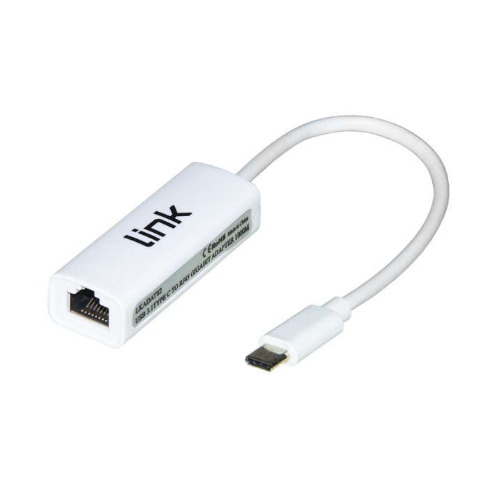 Adattatore - da Usb C Maschio a Connettore RJ45 Femmina - per Reti Gigabit 10/100/1000 - Bianco