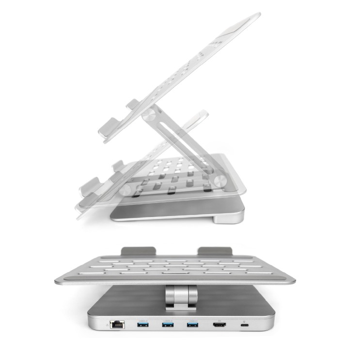 Supporto Regolabile - per Notebook e Tablet - con 6 Porte tra USB-C/USB, HDMI e di Rete