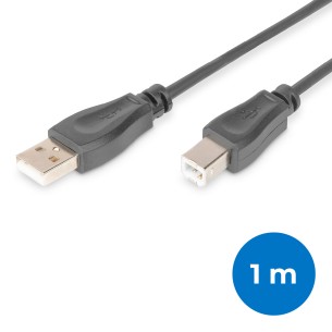 Cavo Usb 2.0 - con Connettori 1xA Maschio e 1xB Maschio - 1 m - Nero