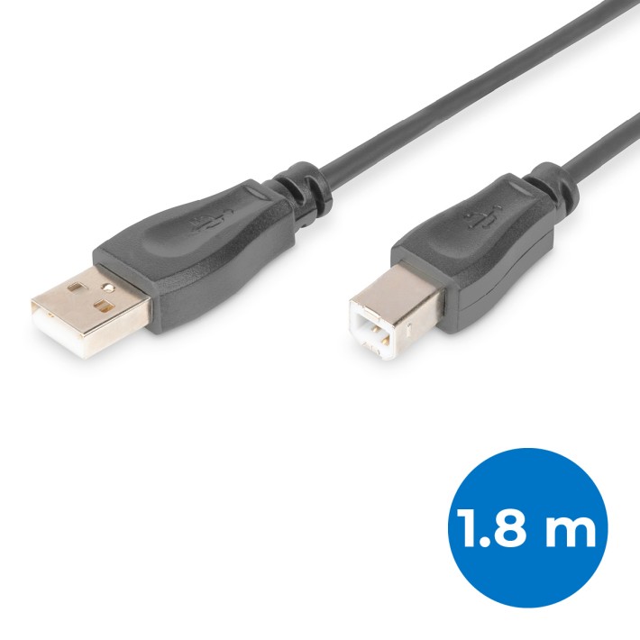 Cavo Usb 2.0 - con Connettori A e B - 1,8 m - Nero