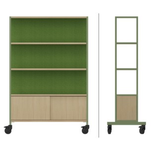 Libreria Worklab - Dimensioni 120 x 59 x 179 cm - Colore Struttura Verde - Colore Ripiano Acacia 2