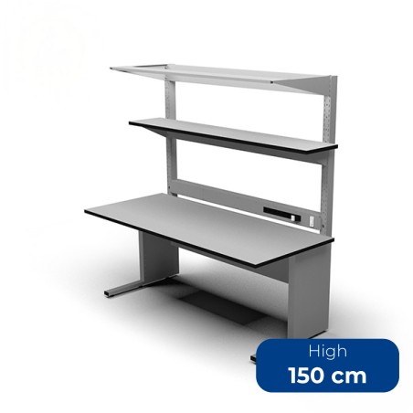 Tavolo Tecnico KE High 1500 in Laminato Antigraffio e Antistatico - Dimensioni 150 x 85 x 80/132