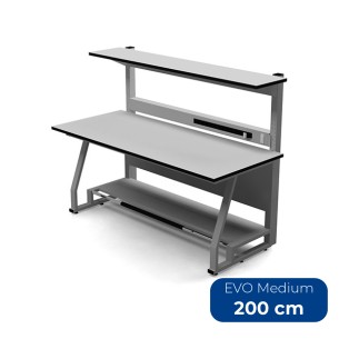 Tavolo Tecnico KB EVO Medium 2000 in Laminato Antigraffio e Antistatico - Dimensioni 200 x 85 x 86/132 cm