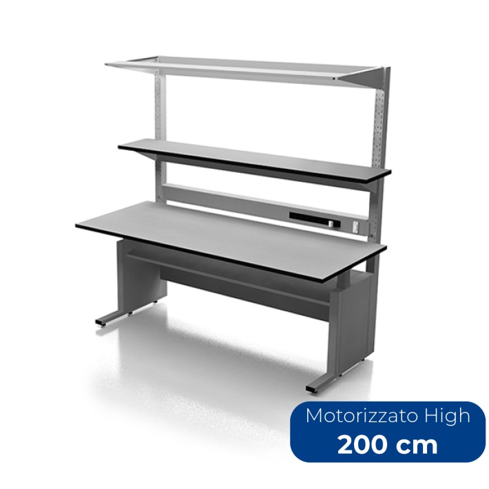 Tavolo Tecnico KE Motorizzato High 2000 in Laminato Antistatico e Antigraffio - Dimensioni 200 x 85 x 72/101