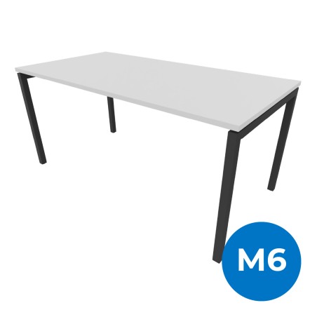 Tavolo Nova U in Melaminico - Dimensioni 140 x 60 x 74 cm - Piano Colore Bianco - Struttura Colore Dark Grey