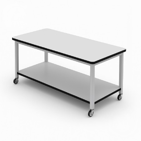 Tavolo per Laboratorio Multiuso ESD-SAFE con Ruote e Ripiano Inferiore - Dimensioni 180 x 80 x 91 cm