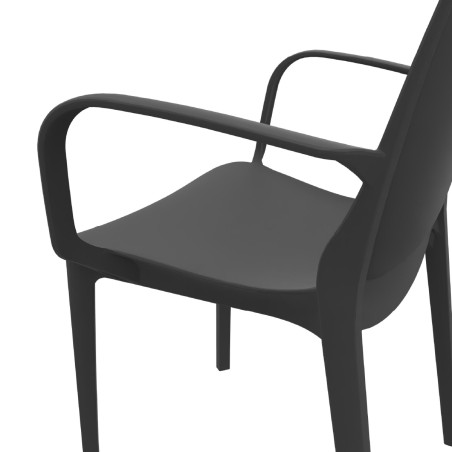 Sedia Ginevra con Braccioli in Tecnopolimero - Altezza Seduta 47 cm - Colore Scocca Grigio Antracite