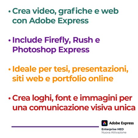 Adobe Express Enterprise HED (Minimo 100 Licenze) - Nuova Attivazione - VIP EDU - 1 Utente - Prezzo a Licenza - 1 Anno