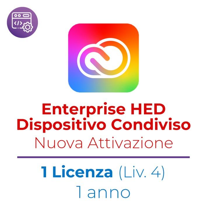 Creative Cloud Enterprise HED Dispositivo Condiviso - Nuova Attivazione - 1 Disp. - VIP EDU - Livello 4 Prezzo Cad - 1 Anno