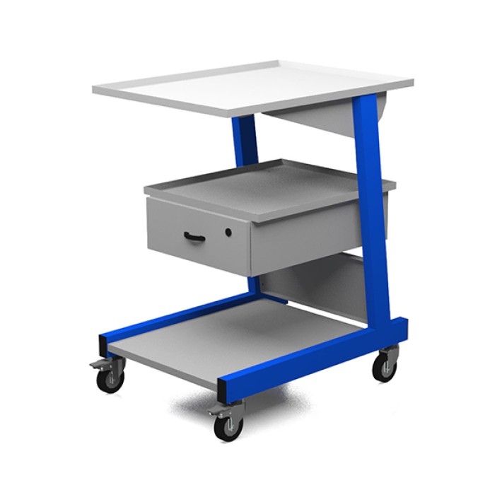 Carrello Porta Strumenti con 3 ripiani Cassetto Metallico e 4 Ruote - Portata di Carico Superiore 120 kg