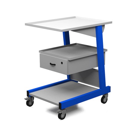 Carrello Porta Strumenti con 3 ripiani Cassetto Metallico e 4 Ruote - Portata di Carico Superiore 120 kg