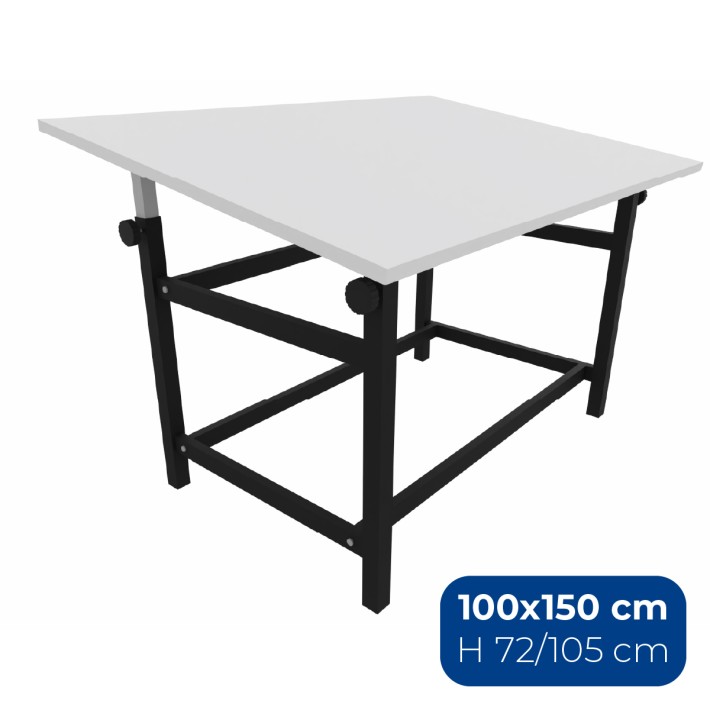 Tavolo Architetto QSA Telescopico con Piano in Melaminico - Dimensioni 100 x 150 cm - Altezza Regolabile 72/105 cm
