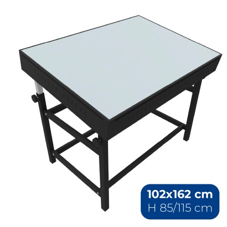 Tavolo Regolabile Archittetto con Piano Luminoso Grapholux - Dimensione Piano 102 X 162 cm - Altezza Regolabile 85/115 cm
