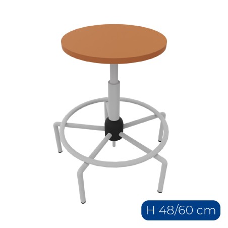 Sgabello Accademia con Seduta e Regolazione a vite - Altezza Regolabile 48/60 cm