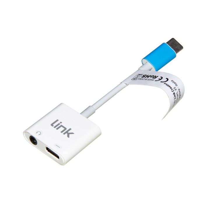 Adattatore Splitter Usb C Maschio - per Ricarica Smartphone - Audio con Microfono per Telefonate e Musica - 15 cm - Bianco