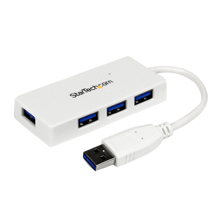 Hub Mini Usb 3.0 SuperSpeed a 4 Porte - Portatile - con Perno e Concentratore per Ultrabook - Bianco