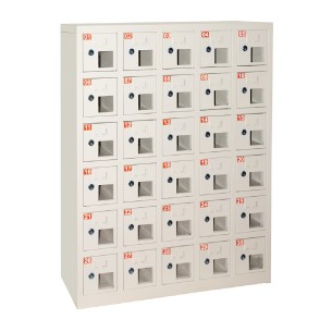 Box 30 Alloggiamenti - in Metallo - con Finestra - con Chiusura a Chiave - Arredo da Fissare al muro
