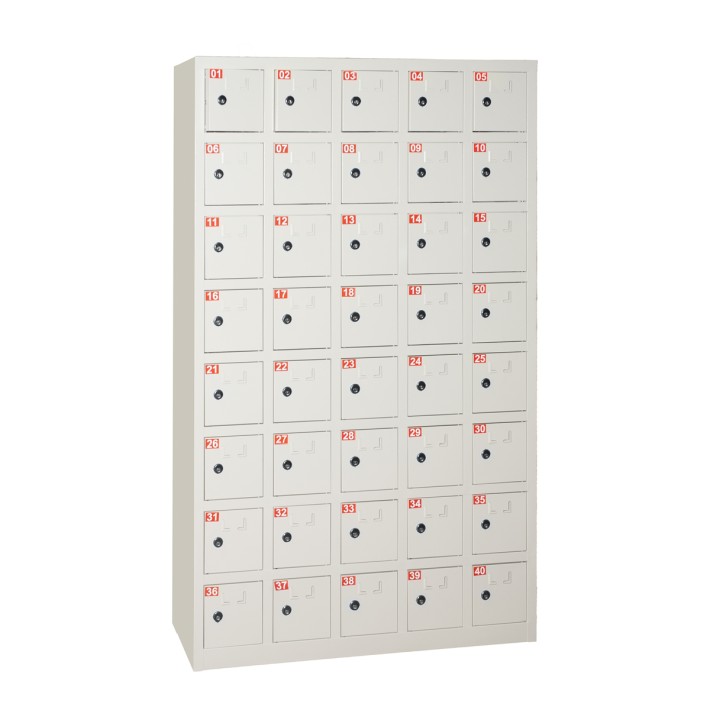 Box 40 Alloggiamenti - in Metallo - con Chiusura a Chiave - Arredo da Fissare a Muro