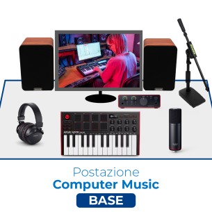 Postazione Computer Music Basic - con Bundle, Casse Audio, Tastiera Midi, Asta da Tavolo e Cavi Audio Adattatori