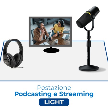 Postazione Podcasting e Streaming Light - Include Microfono + asta e Cuffia