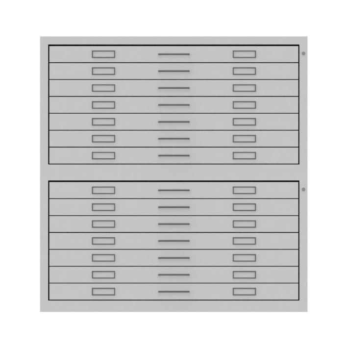 Cassettiera Portadisegni Formato A2 con Zoccolo e Coperchio - Dimensioni 75 x 53 x 124 cm - Colore Grigio Ral 7035