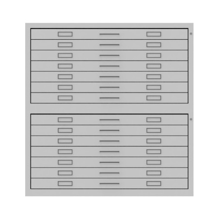 Cassettiera Portadisegni Formato A2 con Zoccolo e Coperchio - Dimensioni 75 x 53 x 124 cm - Colore Grigio Ral 7035