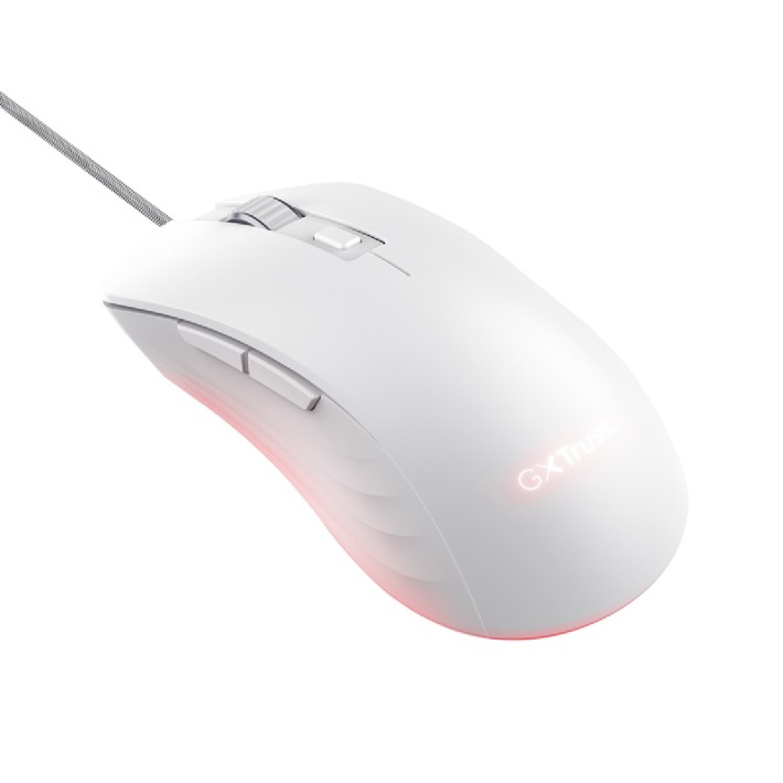 Mouse Wired Gaming - Trust GXT 924W Ybar+ - con Illuminazione LED RGB Integrale - Bianco