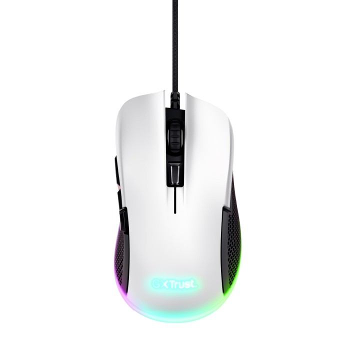 Mouse Wired Gaming Eco - Trust GXT 922W Ybar - con Illuminazione LED RGB Integrale - Bianco/Nero
