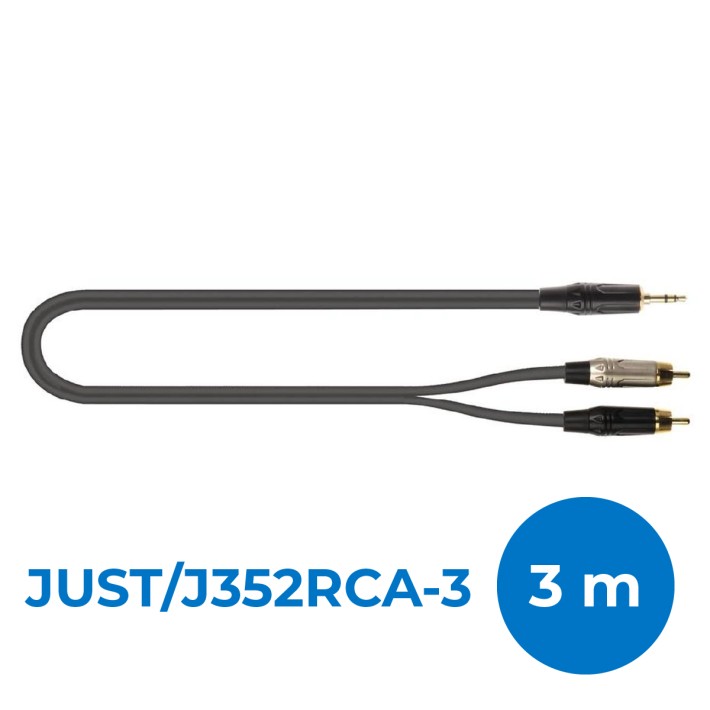 Cavo Adattatore Audio - Quik Lok Just J352RCA 3 - Mini Jack Stereo/ 2 x RCA Maschio - 3 m - Nero
