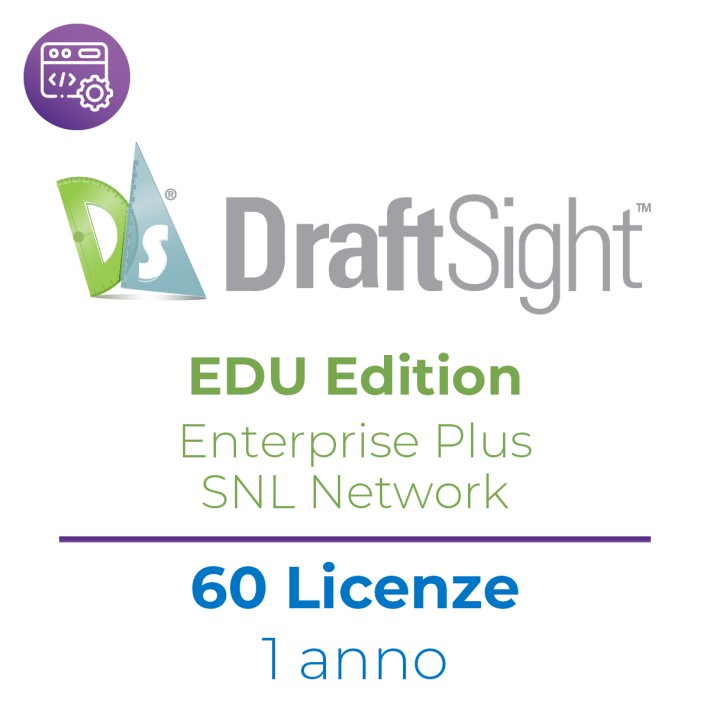 DraftSight EDU Ed Enterprise Plus SNL Network - Pacchetto con 60 Utenti in Classe/Laboratorio (con 60 licenze per casa) - 1 Anno