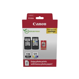 Canon Multipack 2pz cartuccia originale 510+511 (nero+colori) - inclusi 50 fogli carta fotografica 10x15cm