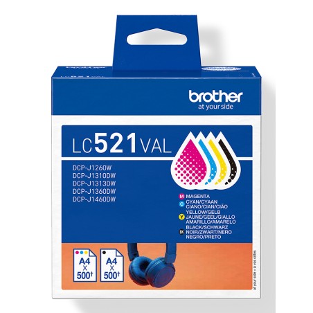 Brother LC521VAL cartuccia d'inchiostro 4 pz Originale Nero, Ciano, Magenta, Giallo