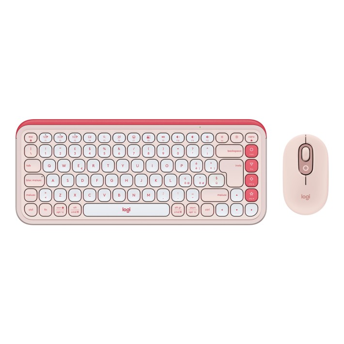 Logitech POP Icon Combo tastiera + Mouse Bluetooth (Rosa, Bianco)