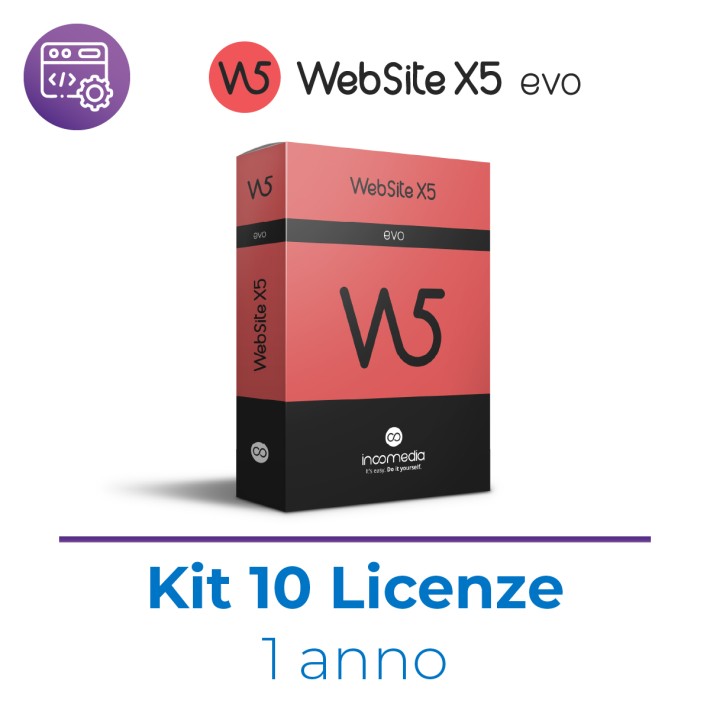 WebSite X5 Evo – Applicativo Software per creare siti/blog e negozi e-commerce - Kit 10 Dispositivi Win - 12 mesi di Hosting