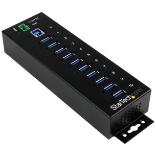StarTech.com Hub USB 3.0 a 10 porte - 5Gbps - Hub USB-A industriale in metallo con protezione ESD e contro le sovratensioni -