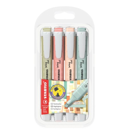 STABILO swing cool NatureCOLORS evidenziatore 4 pz Punta smussata Beige, Verde, Rosa