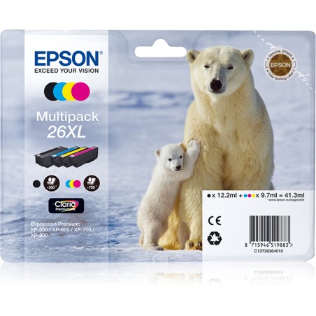 Epson Polar bear Multipack 4 colori Claria Premium Orso bianco 26XL